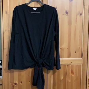 Cotton tie front long sleeve shirt